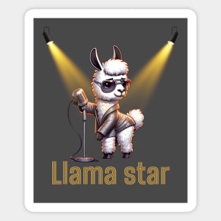 Stylish Llama Star: Funky Cartoon Animal T-Shirt Design Magnet